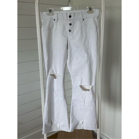 Hue white high waist distressed jeggings sz medium‎ - Picture 1 of 9